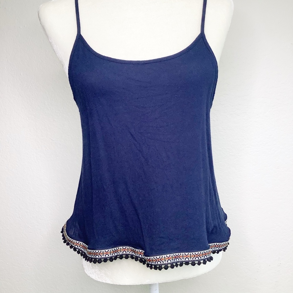 I Joah Navy Boho Tank Top Large